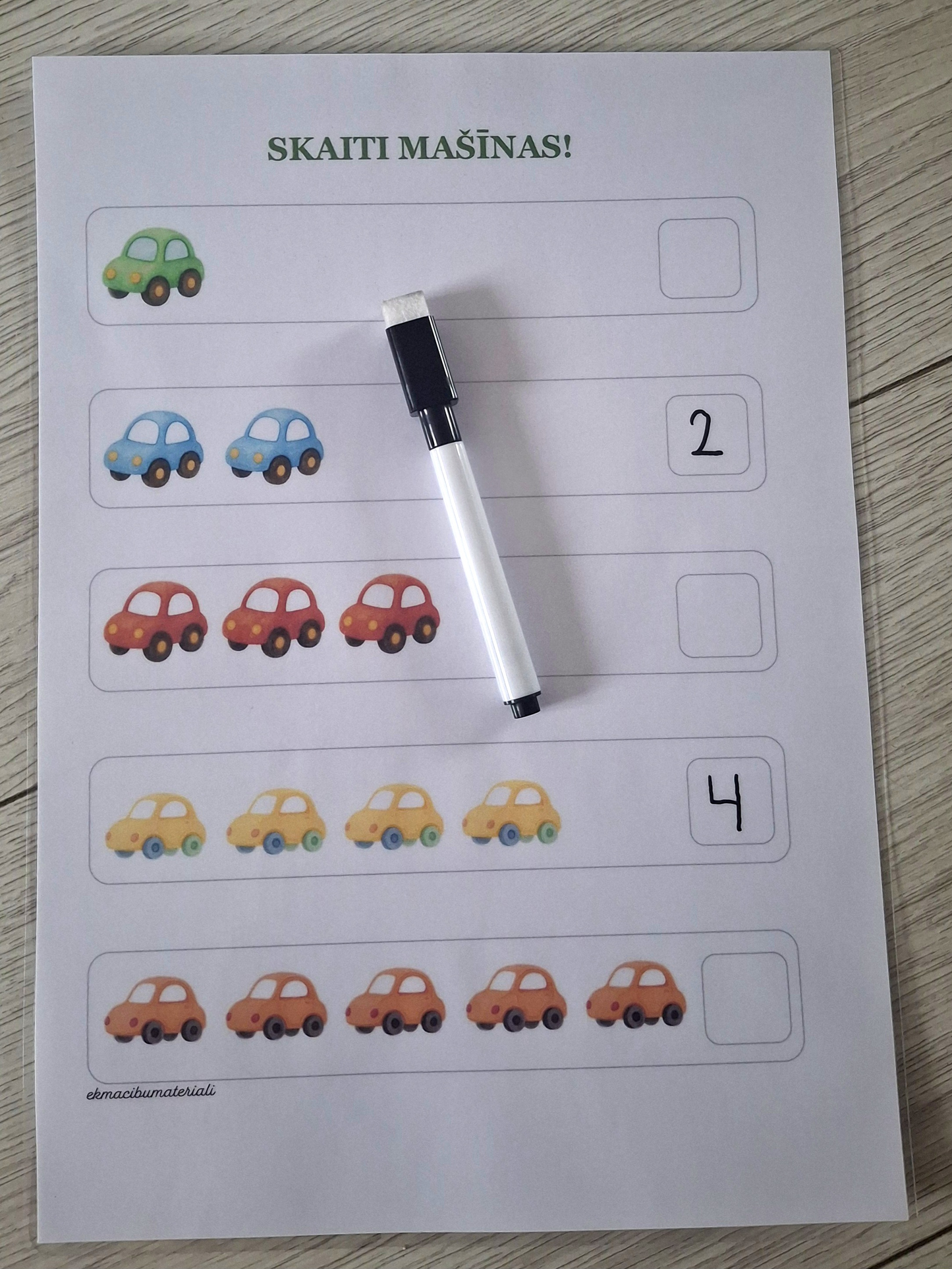 Kartītes, darba lapas laminēšanai 1-9