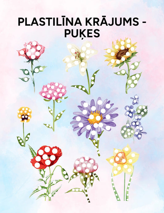 Plastilīna krājums - puķes
